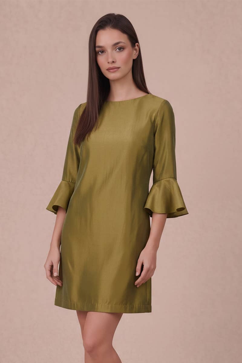 Satin Bow Sleeve Mini Dress