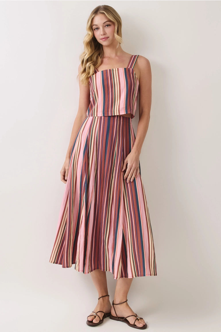 Multi Stripe Midi Skirt & Crop Top