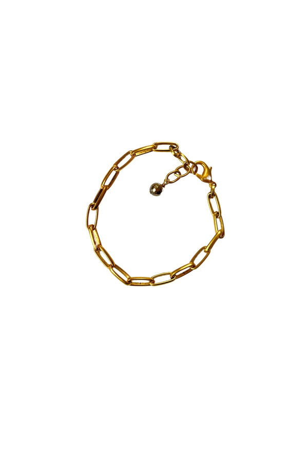 Medium Gold Link Bracelet with Black Bead