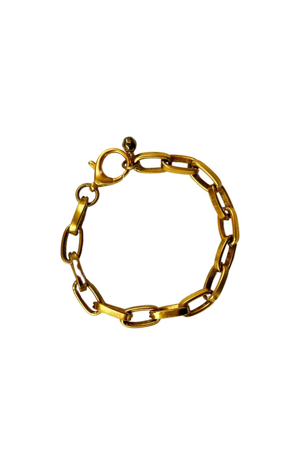 Gold Link Large with Black Bead Bracelet