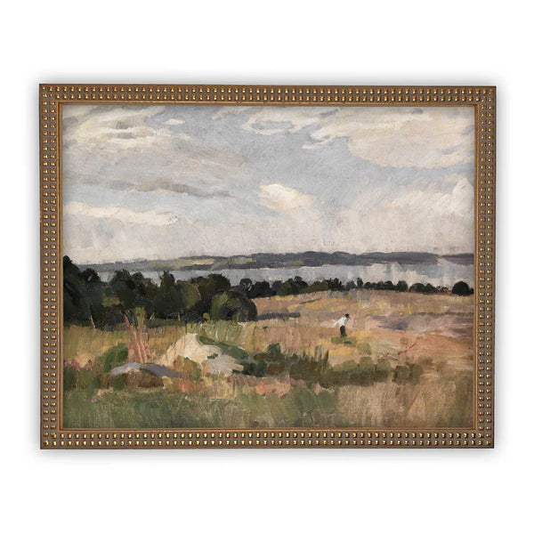 Lake House Landscape Framed Canvas