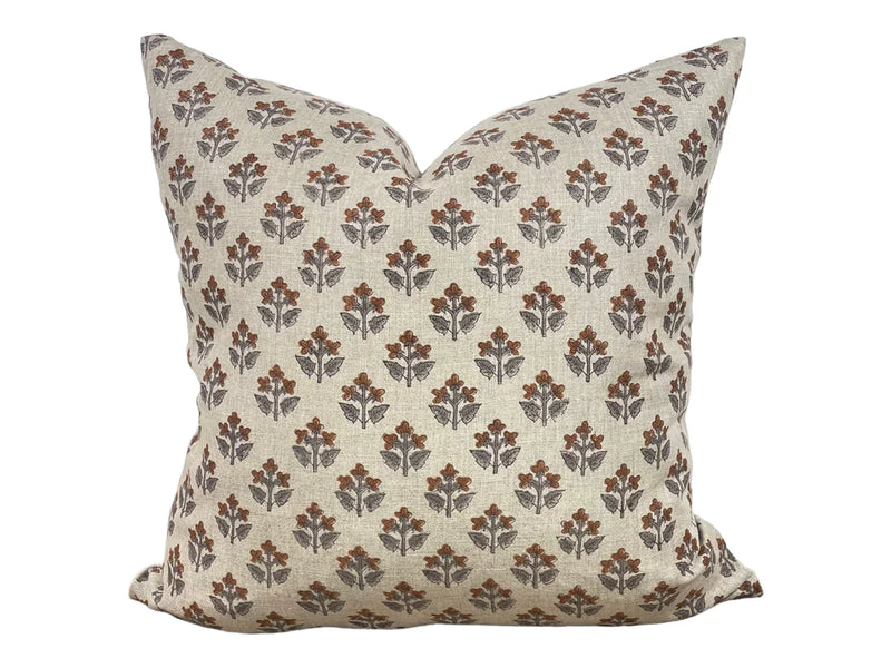 Rust and Sage Floral Lumbar Pillow