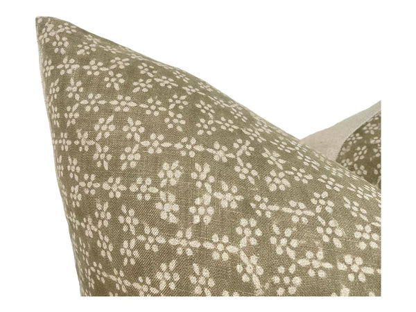Olive Floral Lumbar Pillow