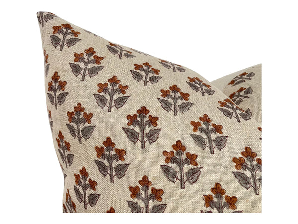 Rust & Sage Floral Lumbar Pillow