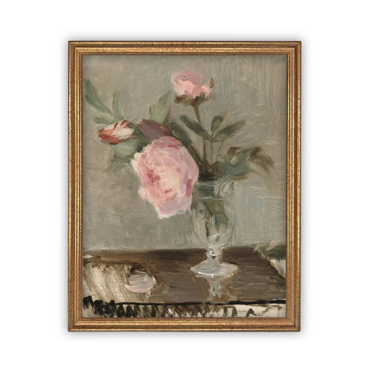 Cabbage Roses Framed Canvas