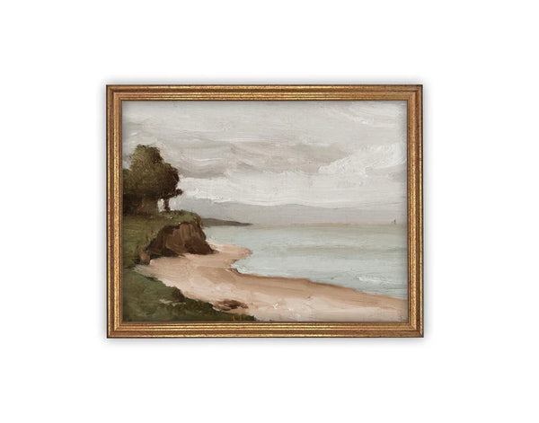 Ocean Cliff Framed Canvas Art