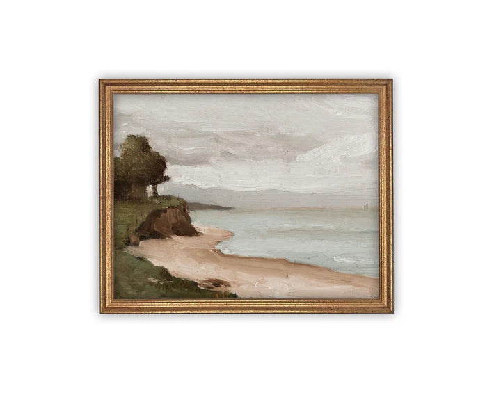 Ocean Cliff Framed Canvas Art