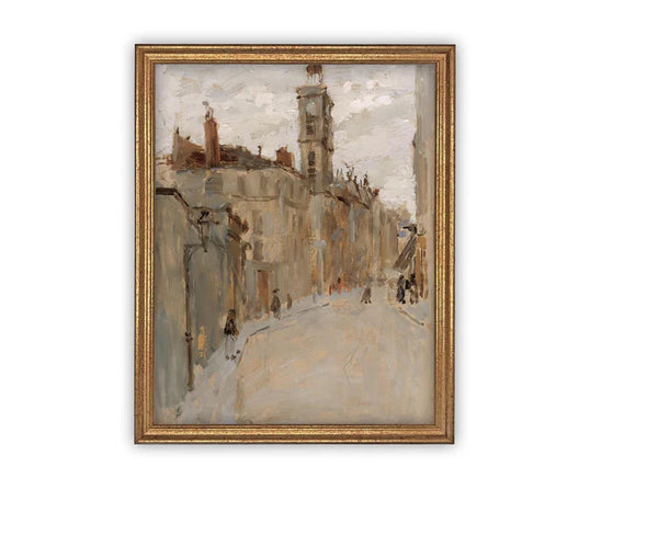 Village Streets Framed Canvas Art