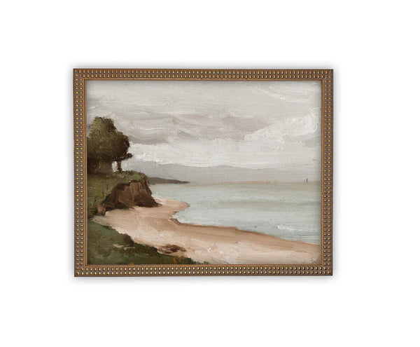 Ocean Cliff Framed Canvas Art