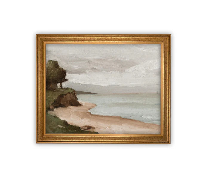 Ocean Cliff Framed Canvas Art