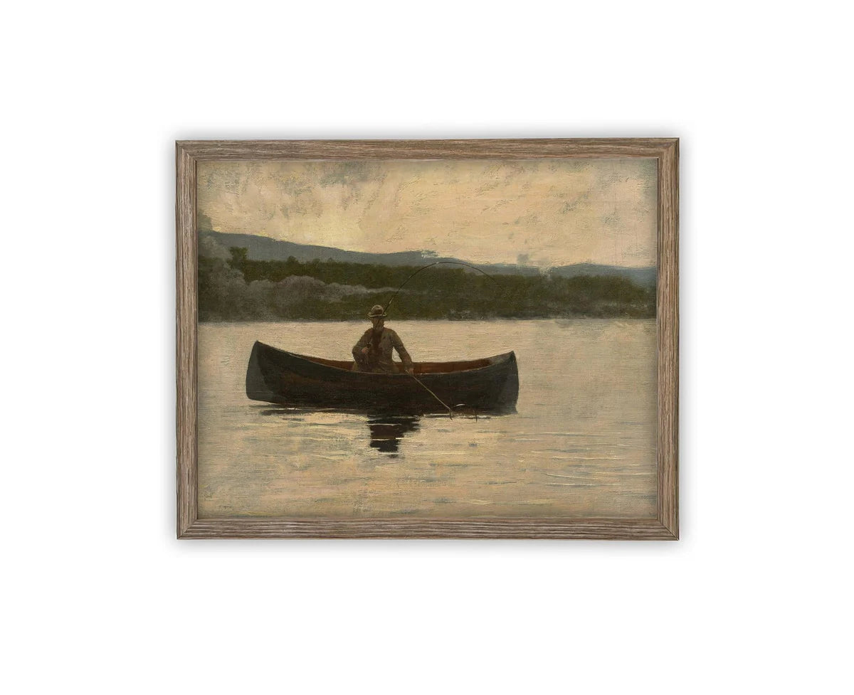 Fishing at Dawn Framed Canvas