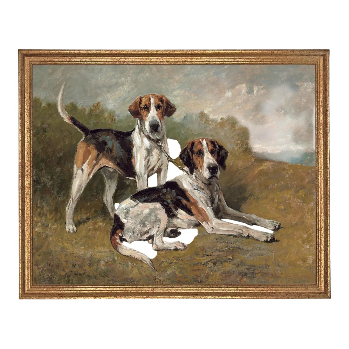 Hound Dogs Side by Side Framed Canvas