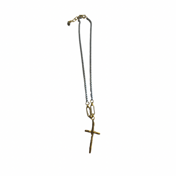 Gunmetal Long Cross Necklace