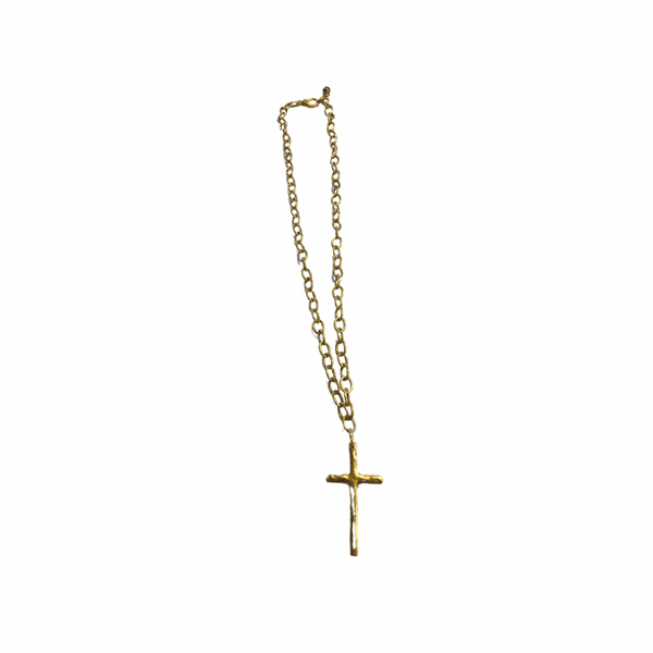 Thin Cross Dark Bead Necklace
