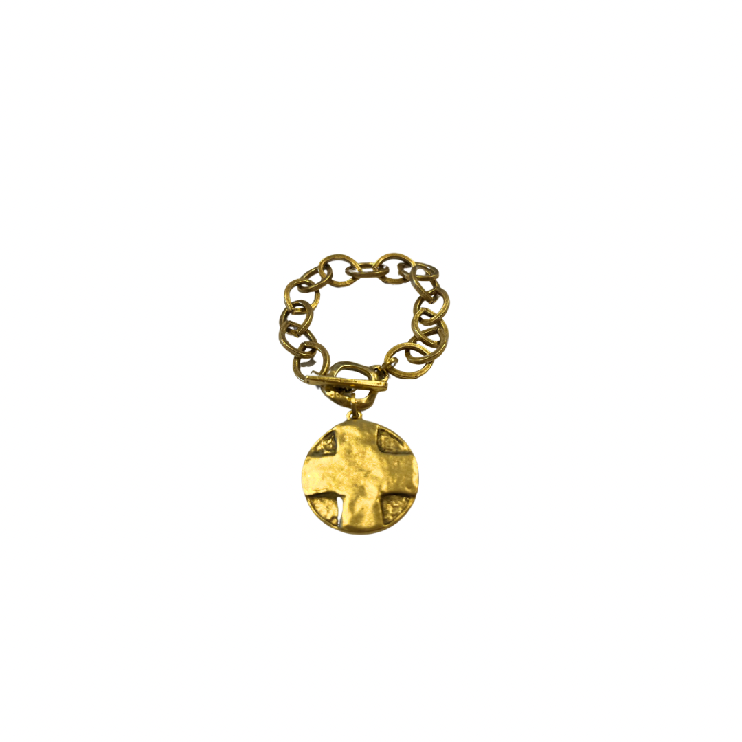 Gold Link Cross Bracelet