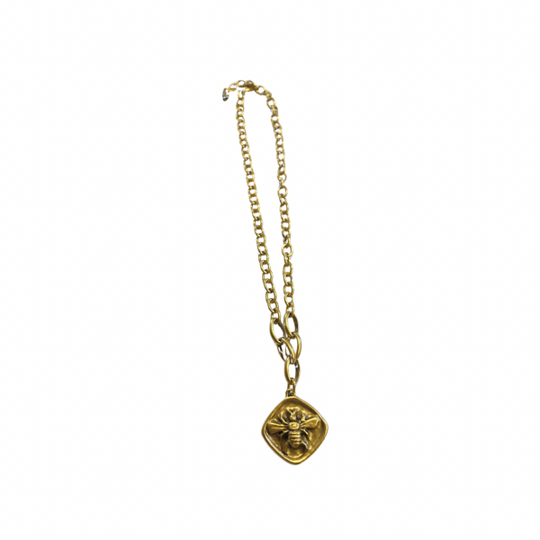 Gold Bee Amulet Necklace