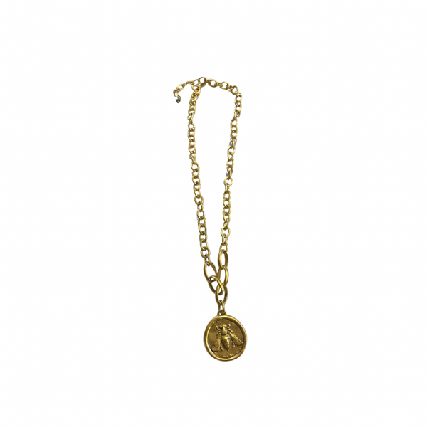 Gold Bee Amulet Necklace