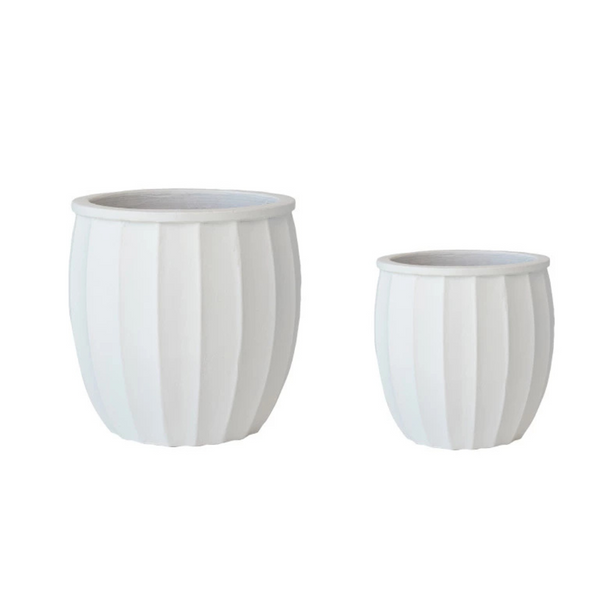 Ribbed White Planters
