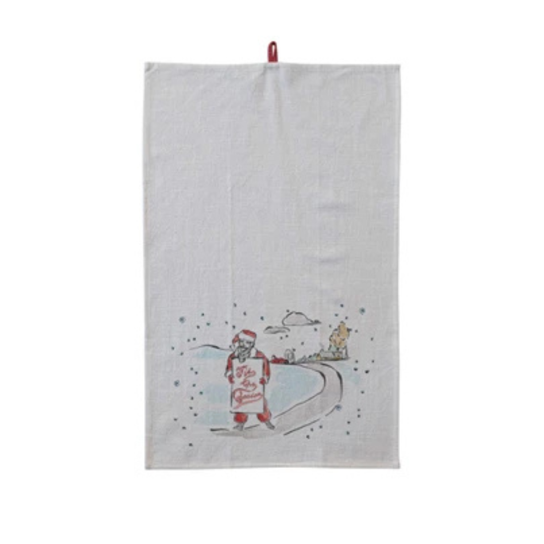 Holiday Village Scene Tea Towels
