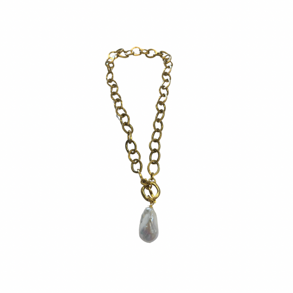 Pearl Drop Gold Necklace