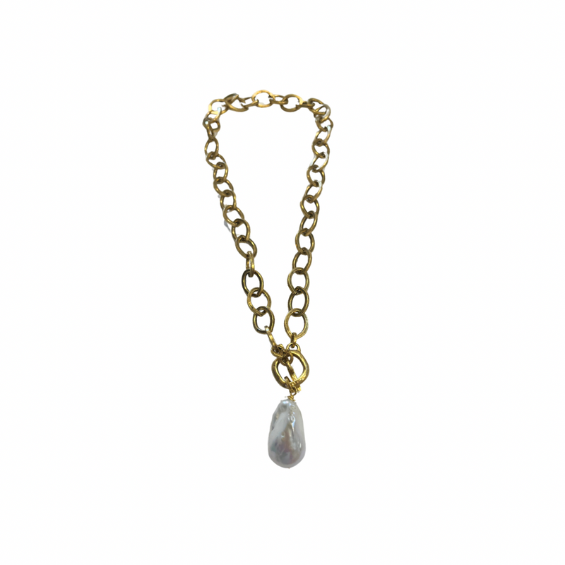 Pearl Drop Gold Necklace