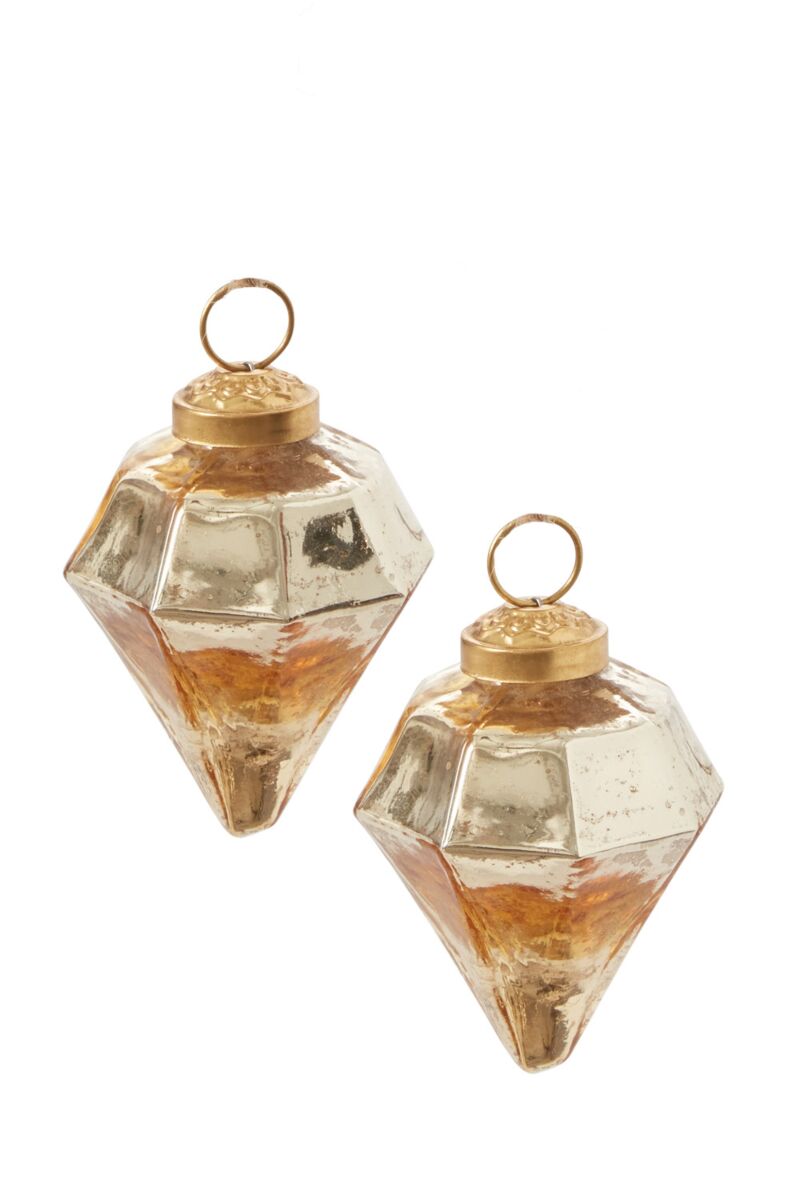 Gemstone Shaped Mercury Glass Ornaments