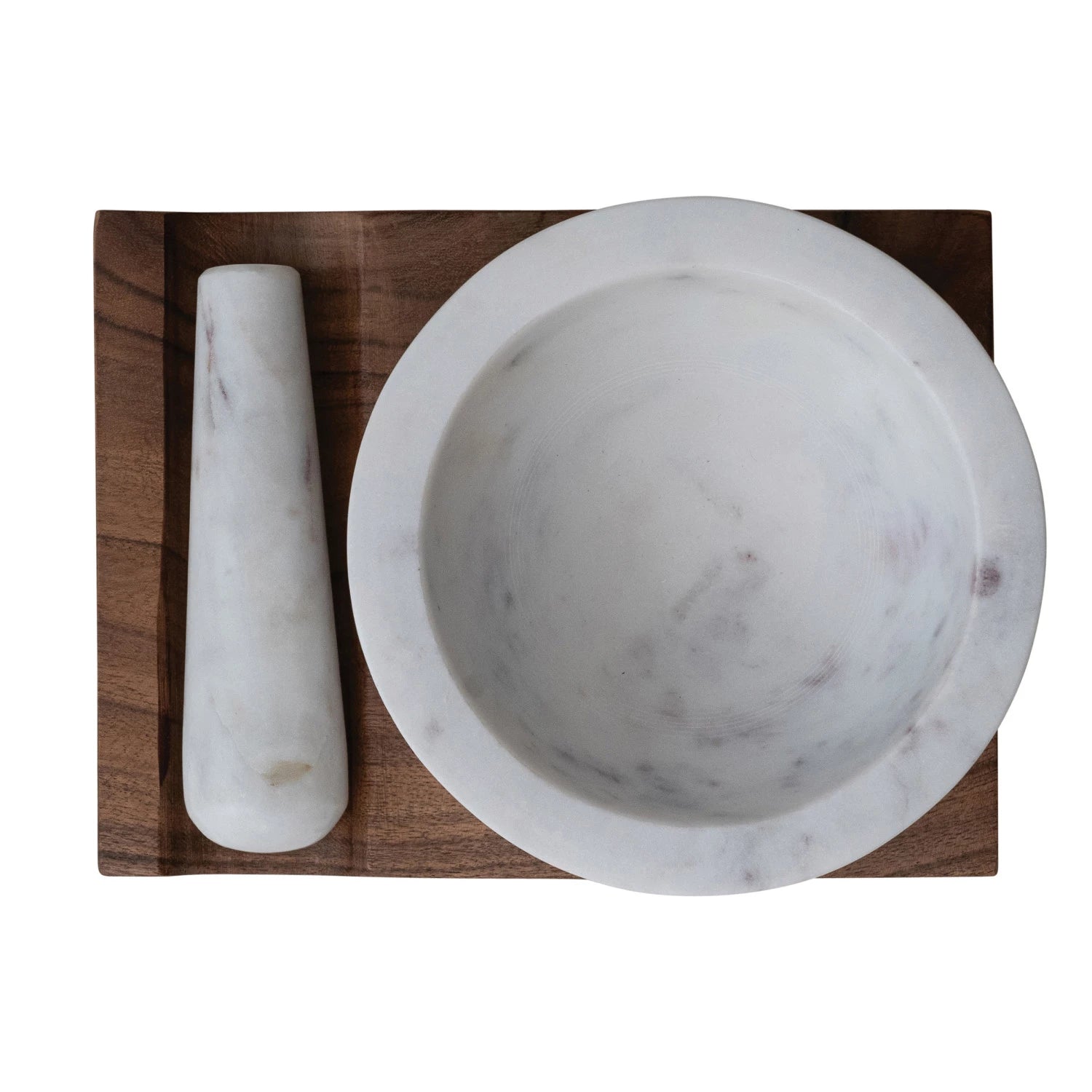 Marble and Acacia Mortar and Pestle