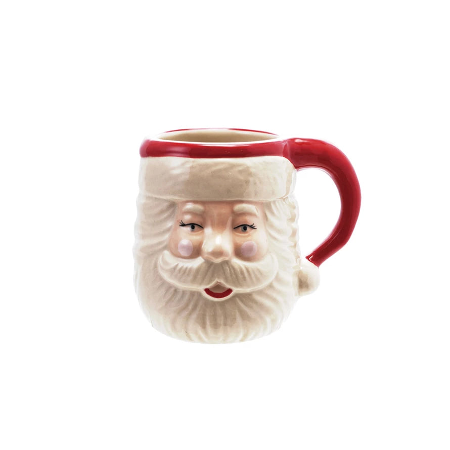 Hand Painted Stoneware Santa Mug