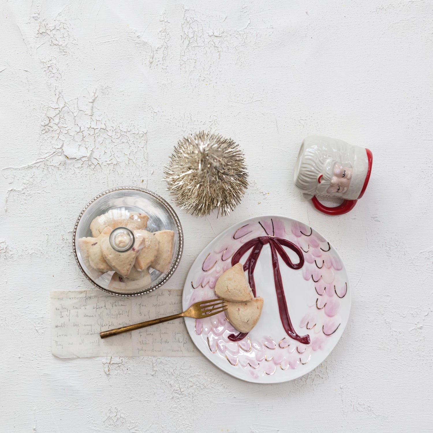 Hand Painted Stoneware Santa Mug