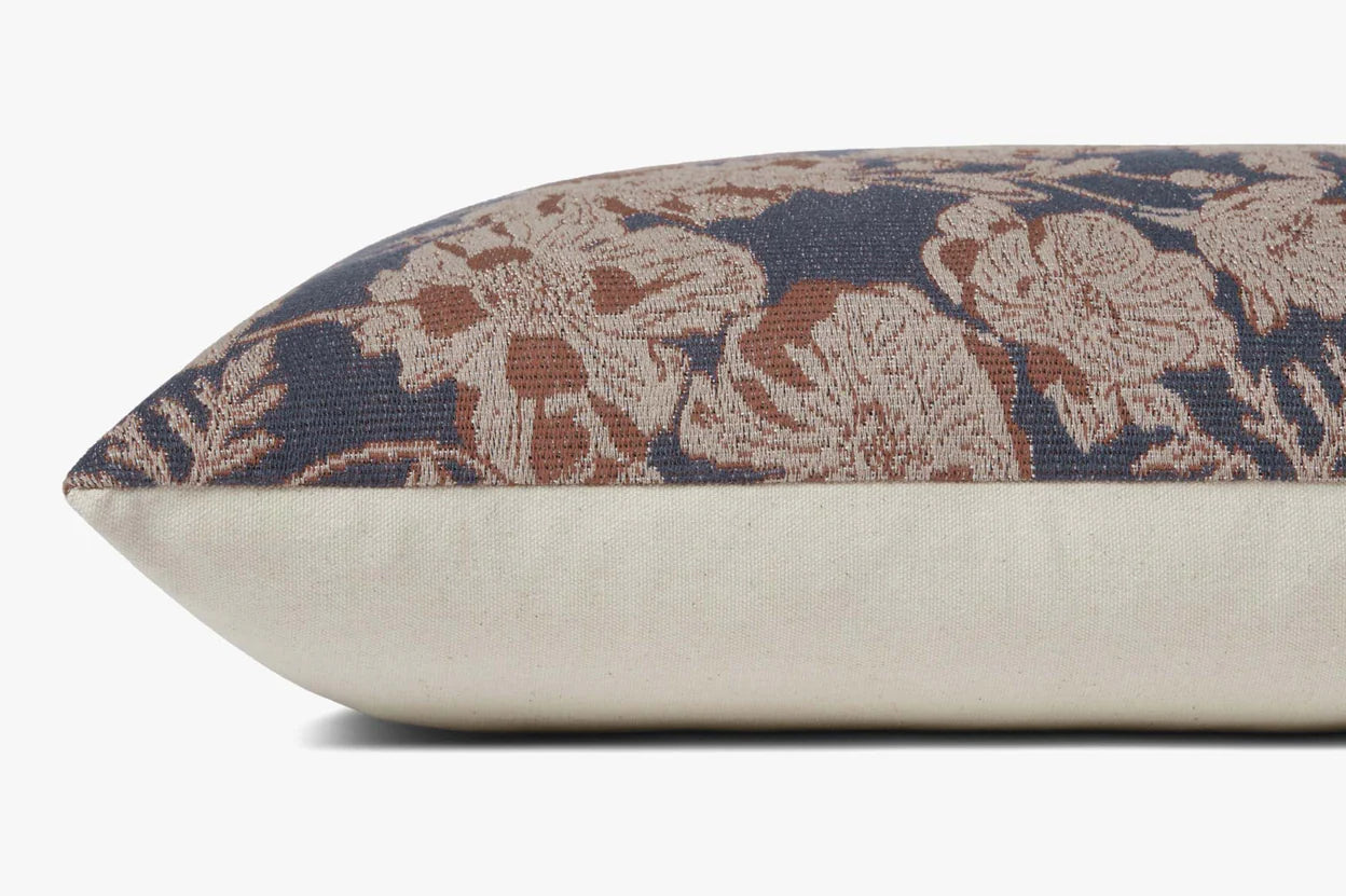 Blue and Rust Floral Pillow
