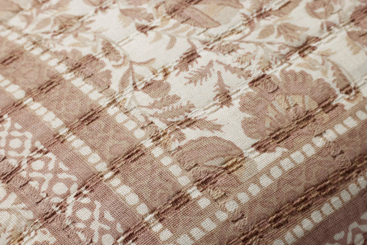 Cream and Brown Pattern Tassel Pillow