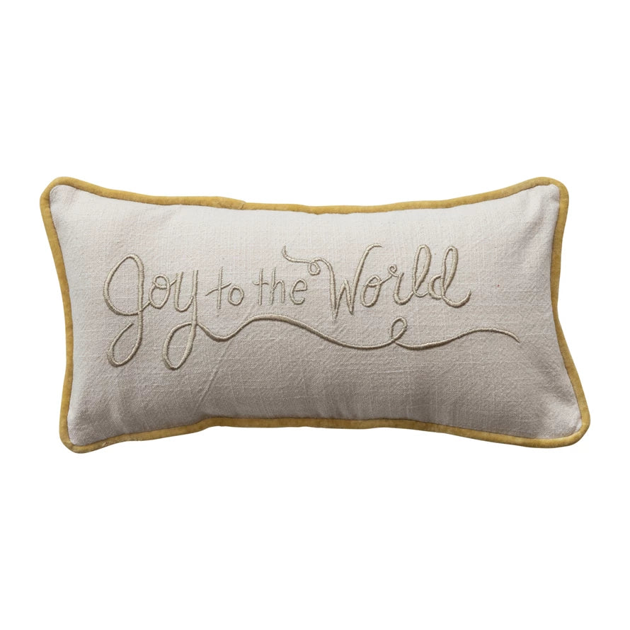 Joy To The World Embroidered Pillow