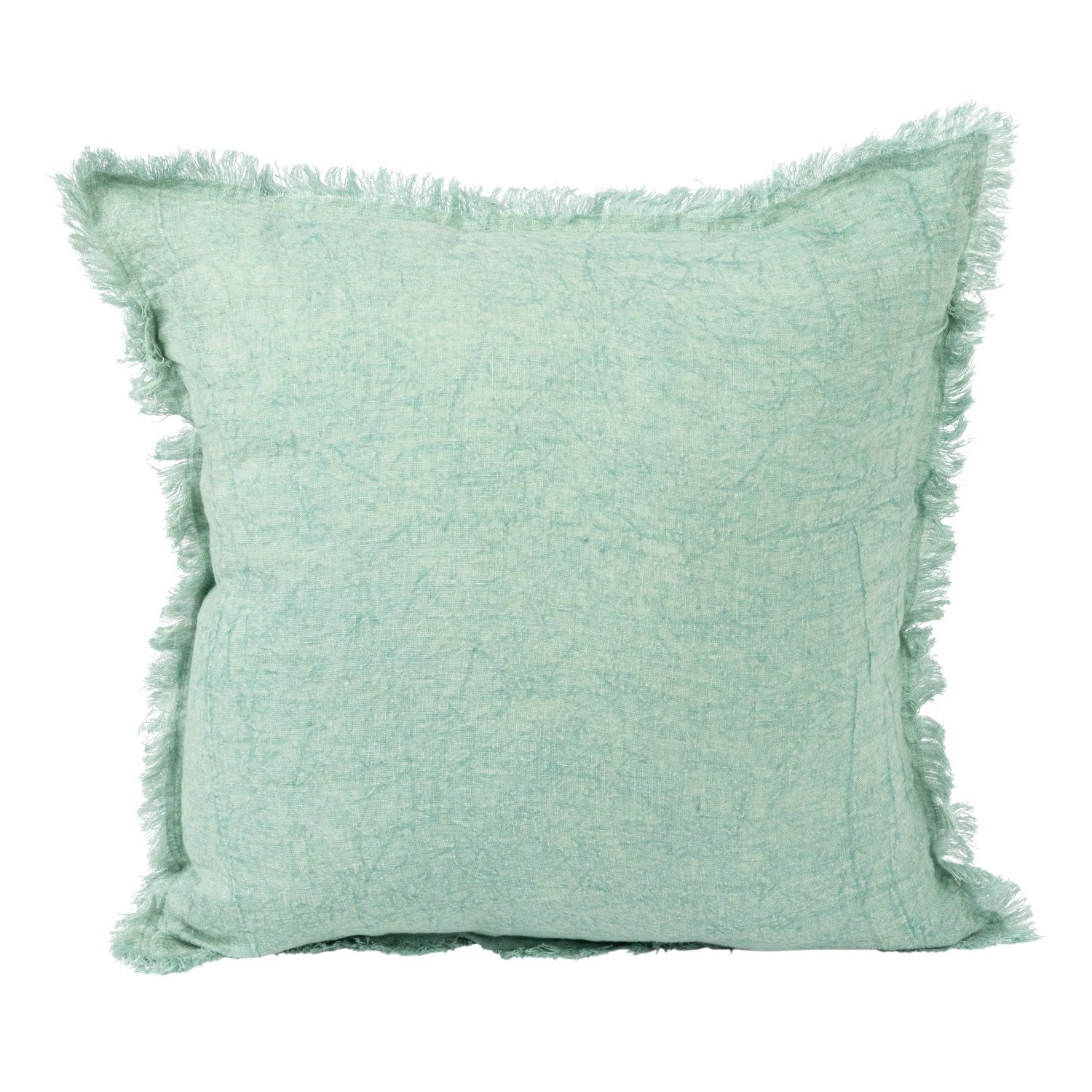 Stonewashed Fringe Linen Pillow