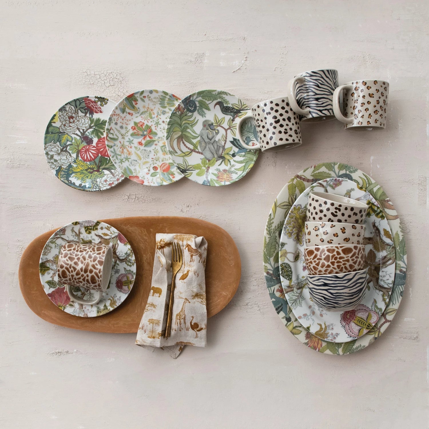Vintage Stoneware Botanical Plates