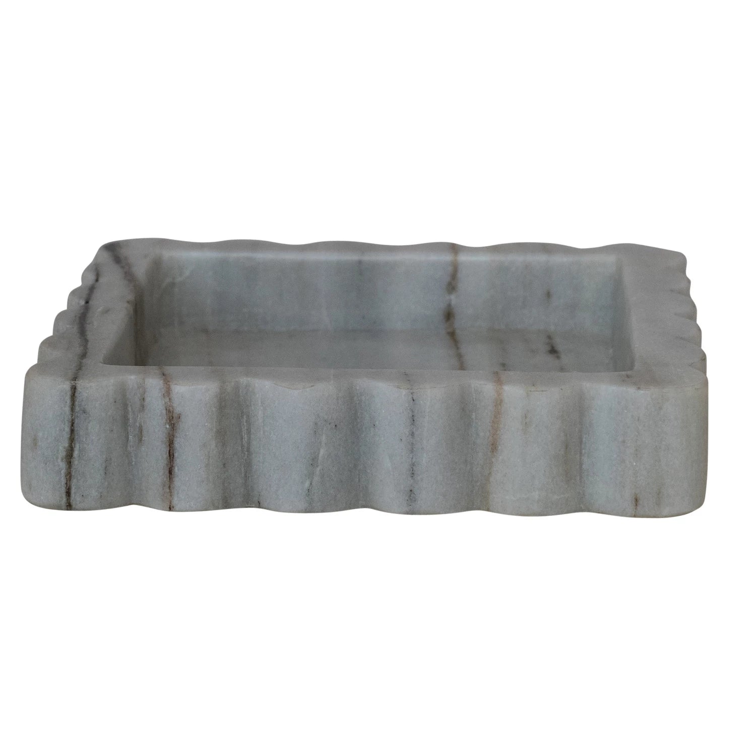Grey Marble Scalloped Tray
