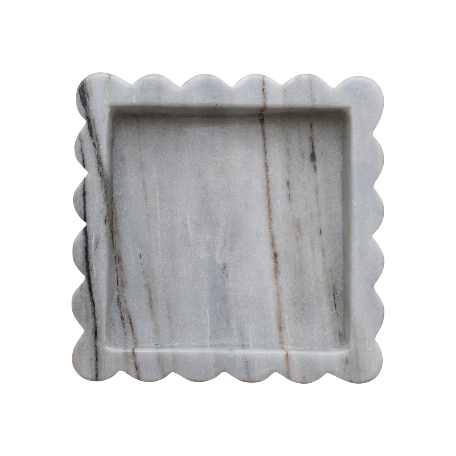 Grey Marble Scalloped Tray