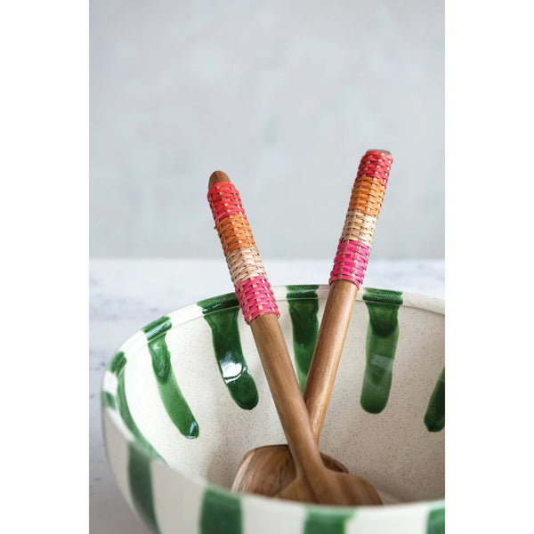 Rattan Wrapped Salad Servers