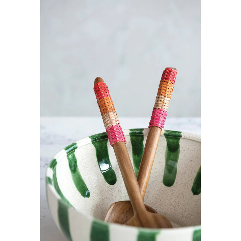 Rattan Wrapped Salad Servers