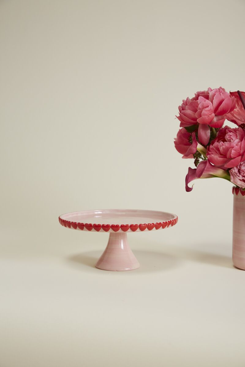 Pink Cake Stand with Hearts