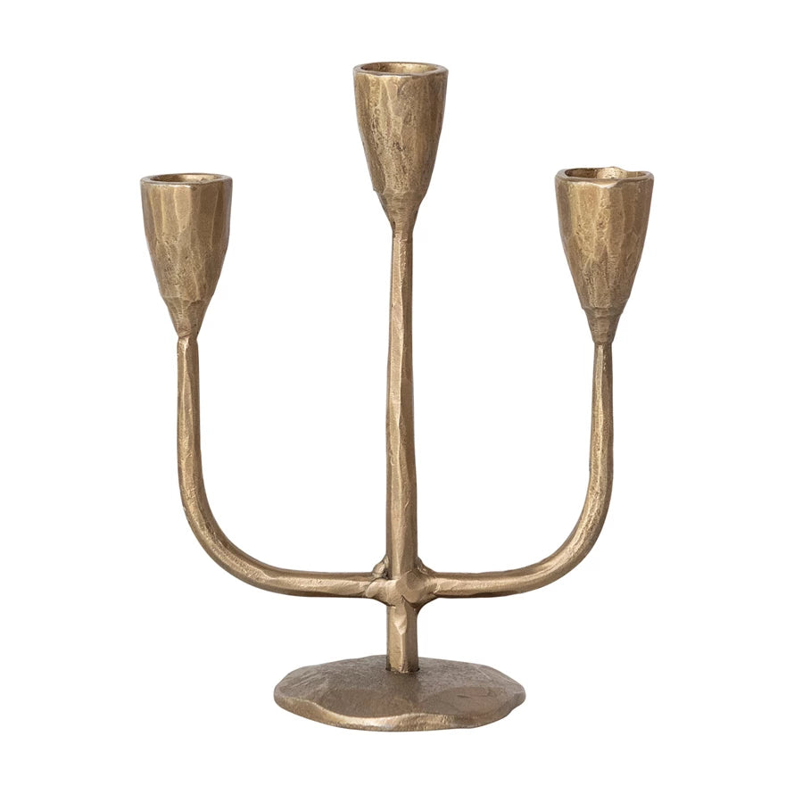 Hand-forged Aged Gold Candelabra