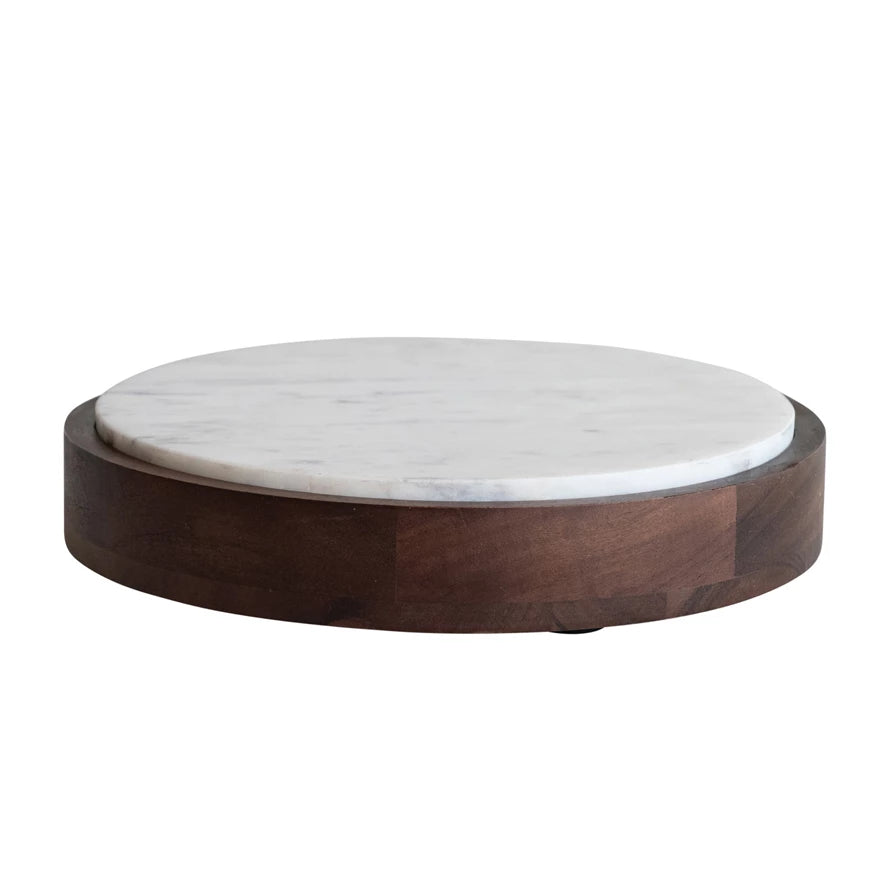 Mango Wood Tray with Marble Insert