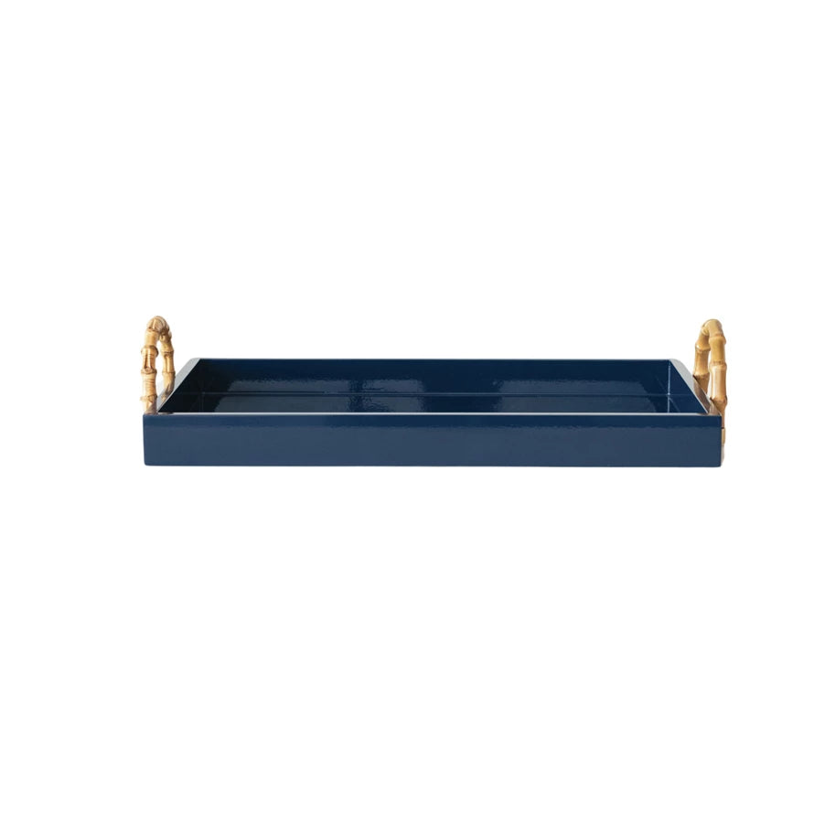 Blue Lacquered Handled Tray