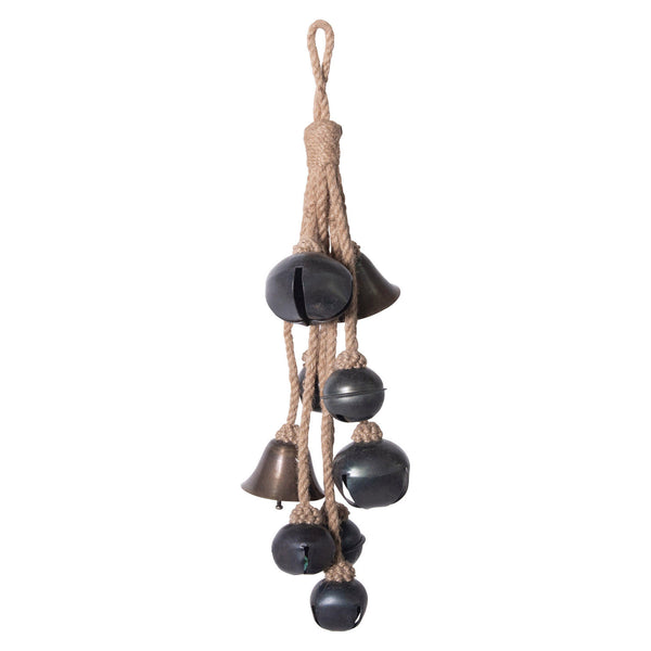 Antique Silver Bells on Jute Door Hanger