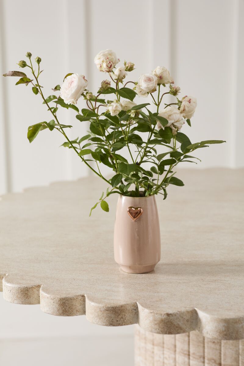 Metallic Heart Pink Vase