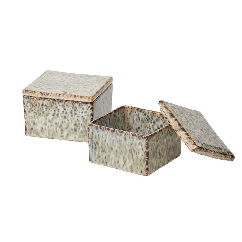 Spotted Stoneware Lidded Box