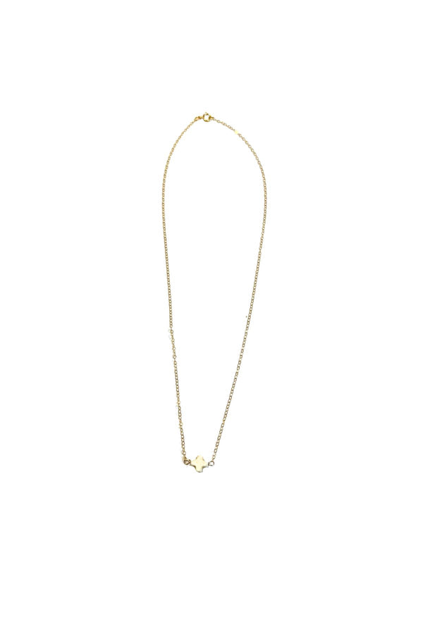 White Cross on Gold Chain