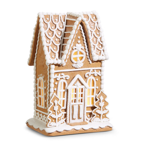 Lighted Snow Gingerbread House