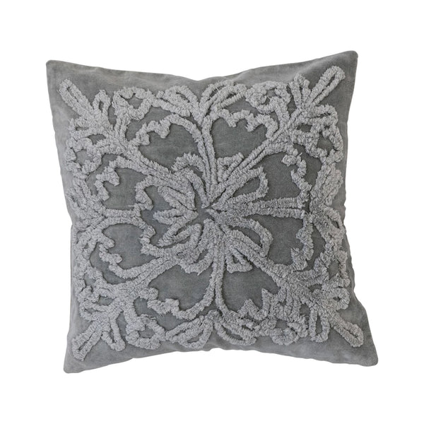 Cotton Tufted Velvet Snowflake Pillow