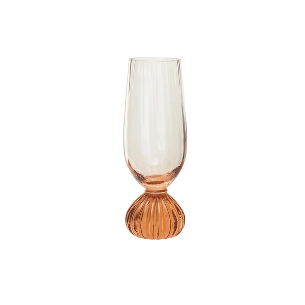 Pink Ribbed Champagne Flute