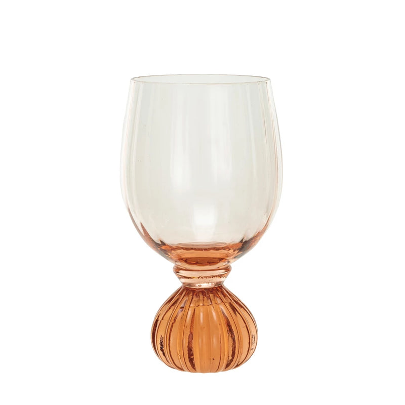 Pink Ribbed Wine Glass